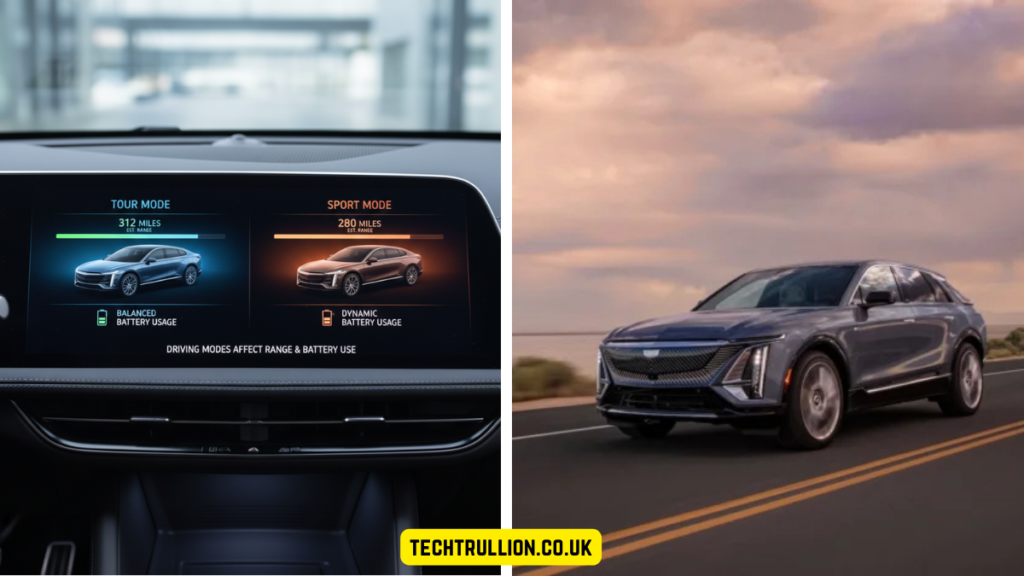 do the driving modes in cadillac lyriq offer different ranges or battery usages?
